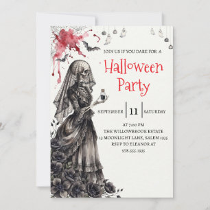 Gothic-Lady-Skeleton-Halloween-Party-Einladung Einladung