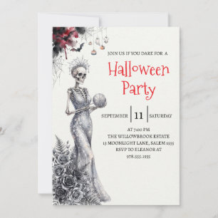 Gothic-Lady-Skeleton-Halloween-Party-Einladung Einladung