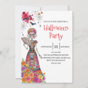 Gothic-Lady-Skeleton-Halloween-Party-Einladung Einladung