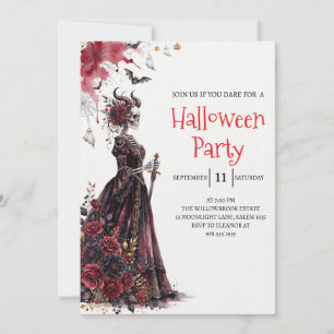 Gothic-Lady-Skeleton-Halloween-Party-Einladung Einladung