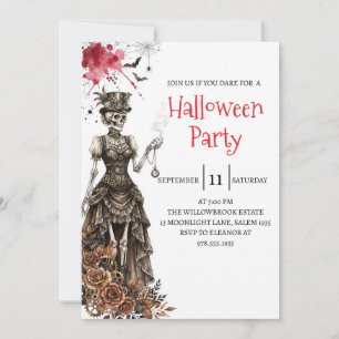 Gothic-Lady-Skeleton-Halloween-Party-Einladung Einladung