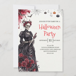 Gothic-Lady-Skeleton-Halloween-Party-Einladung Einladung