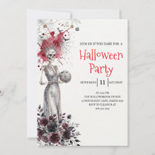 Gothic-Lady-Skeleton-Halloween-Party-Einladung Einladung