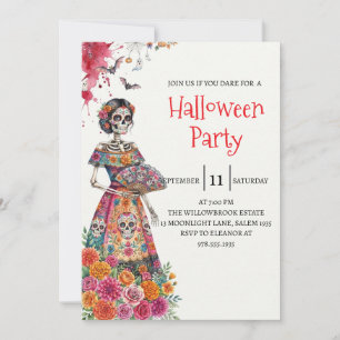 Gothic-Lady-Skeleton-Halloween-Party-Einladung Einladung