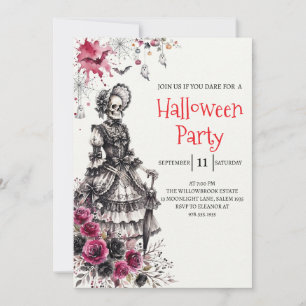 Gothic-Lady-Skeleton-Halloween-Party-Einladung Einladung