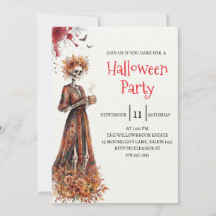 Gothic-Lady-Skeleton-Halloween-Party-Einladung Einladung
