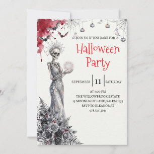 Gothic-Lady-Skeleton-Halloween-Party-Einladung Einladung