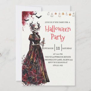 Gothic-Lady-Skeleton-Halloween-Party-Einladung Einladung