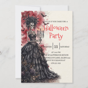 Gothic-Lady-Skeleton-Halloween-Party-Einladung Einladung