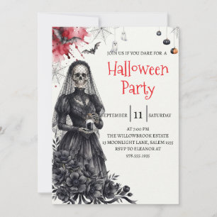 Gothic-Lady-Skeleton-Halloween-Party-Einladung Einladung