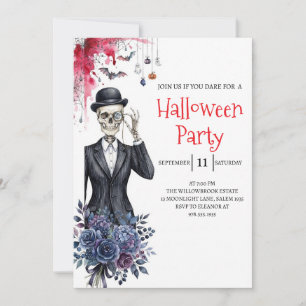 Gothic-Lady-Skeleton-Halloween-Party-Einladung Einladung