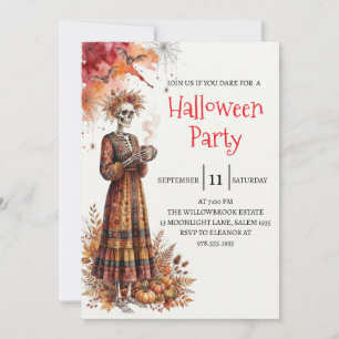 Gothic-Lady-Skeleton-Halloween-Party-Einladung Einladung
