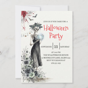 Gothic-Lady-Skeleton-Halloween-Party-Einladung Einladung