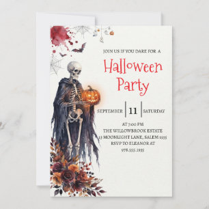 Gothic-Lady-Skeleton-Halloween-Party-Einladung Einladung