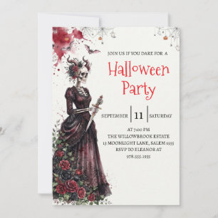 Gothic-Lady-Skeleton-Halloween-Party-Einladung Einladung