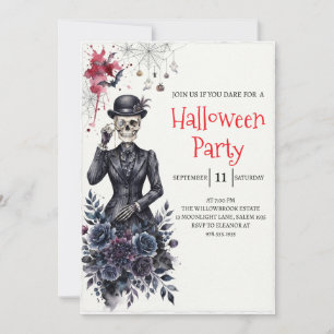 Gothic-Lady-Skeleton-Halloween-Party-Einladung Einladung