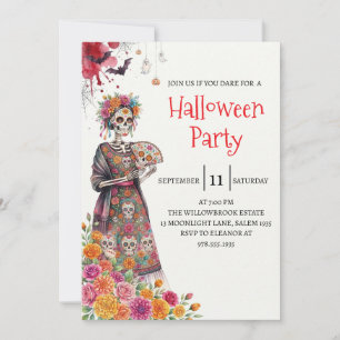 Gothic-Lady-Skeleton-Halloween-Party-Einladung Einladung
