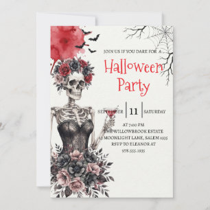 Gothic-Lady-Skeleton-Halloween-Party-Einladung Einladung