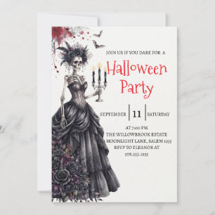 Gothic-Lady-Skeleton-Halloween-Party-Einladung Einladung