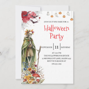 Gothic-Lady-Skeleton-Halloween-Party-Einladung Einladung