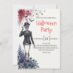 Gothic-Lady-Skeleton-Halloween-Party-Einladung Einladung