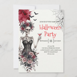 Gothic-Lady-Skeleton-Halloween-Party-Einladung Einladung