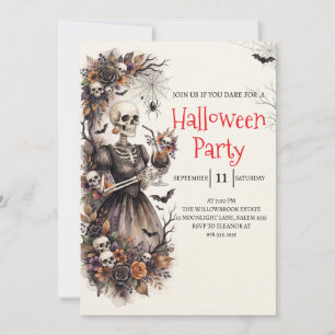 Gothic-Lady-Skeleton-Halloween-Party-Einladung Einladung