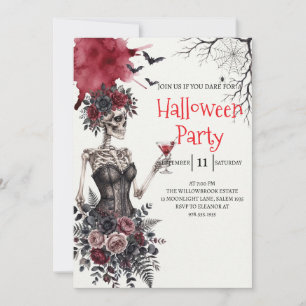 Gothic-Lady-Skeleton-Halloween-Party-Einladung Einladung