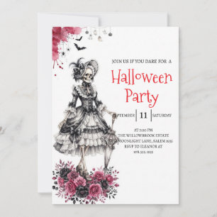 Gothic-Lady-Skeleton-Halloween-Party-Einladung Einladung