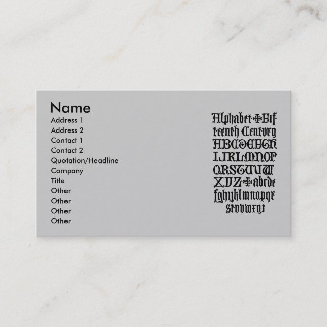 Gothic Letters Business Card Visitenkarte (Vorderseite)