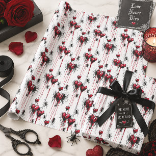 Gothic Liebe Spooky Spider Web mit Herz Geschenkpapier