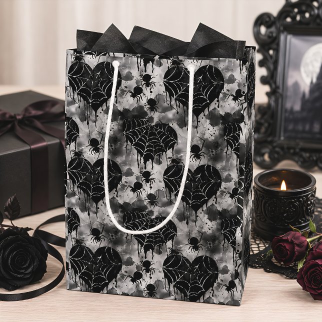 Gothic Liebe Spooky Spider Web mit Herz Mittlere Geschenktüte (Von Creator hochgeladen)