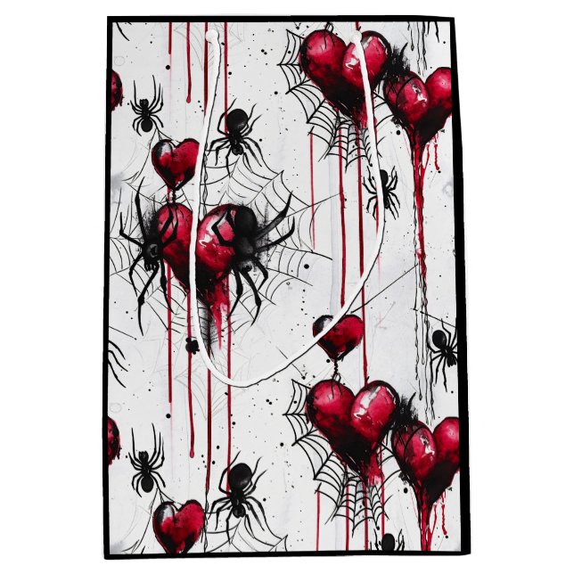 Gothic Liebe Spooky Spider Web mit Herz Mittlere Geschenktüte (Vorderseite)