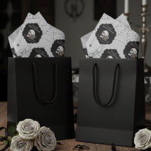 Gothic Light Gray Floral Skull Halloween