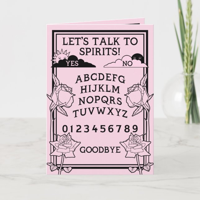 Gothic Light Pink Black Floral Spirit Board Karte (Vorderseite)