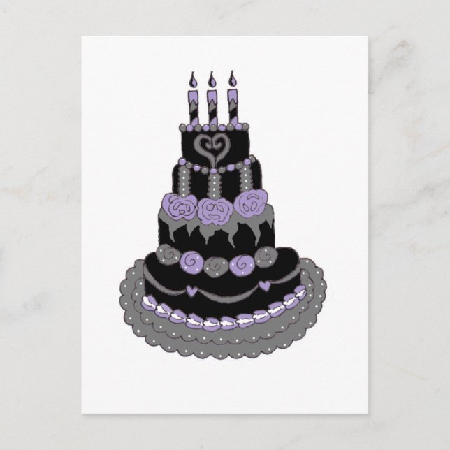 Gothic Lila Birthday Cake Postkarte (Vorderseite)