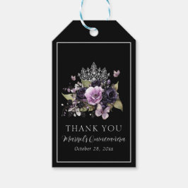 Gothic Lila & Black Moody Florals Quinceañera Geschenkanhänger