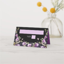 Gothic Lila & Black Moody Florals Quinceañera Platzkarte