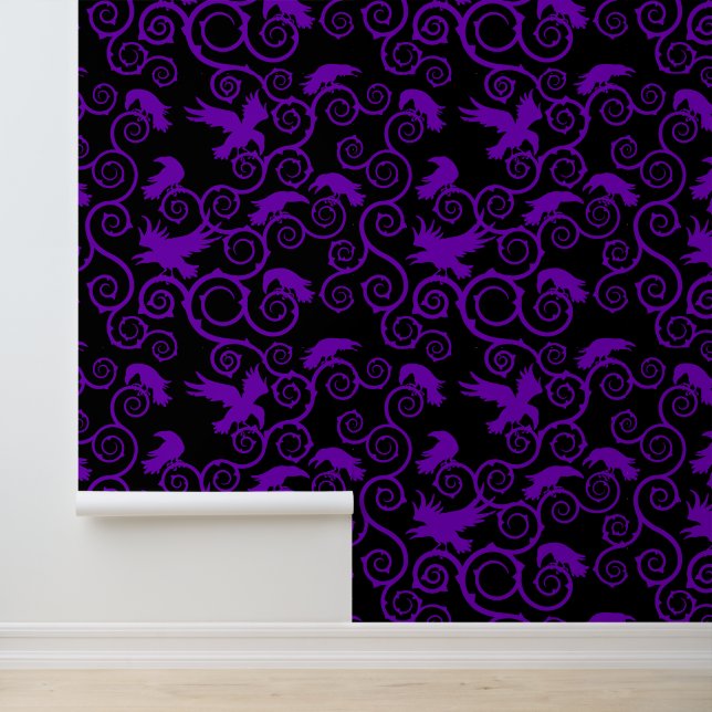 Gothic Lila Black Raven Viktorianisch Gothic Zuhau Tapete (Anwendung)