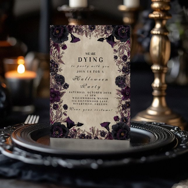 Gothic Lila Bloom Halloween-Party Einladung (Von Creator hochgeladen)