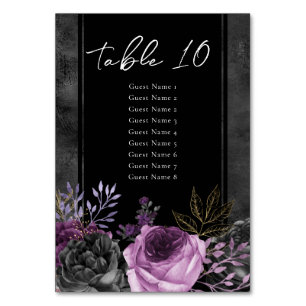 Gothic Lila Blumen Hochzeit Tischnummernliste Tischnummer