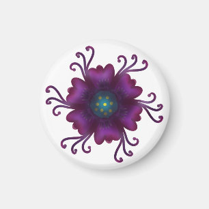 Gothic Lila-Blüten-Dunkle-Flora-Botanik Magnet