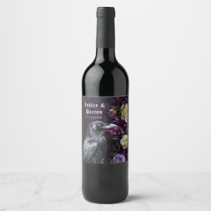 Gothic Lila Bouquet mit Crow Weinetikett