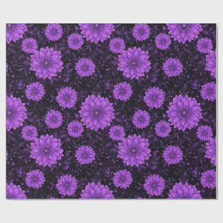 Gothic-Lila Dahlien Himmelssterne Muster Geschenkpapier