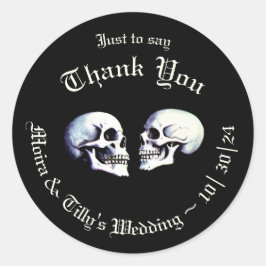 Gothic Lila Dancing Skeletons Gastgeschenk Hochzei Runder Aufkleber