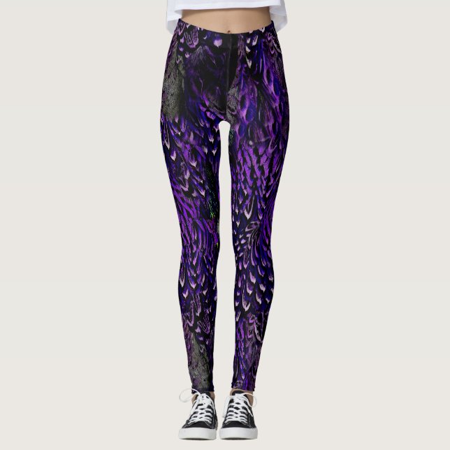 Gothic Lila Feather Leggings (Vorderseite)