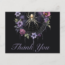 Gothic Lila Floral Spiderweb Vielen Dank Postkarte