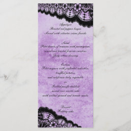Gothic Lila Grunge Black Lace Wedding Menu Menükarte