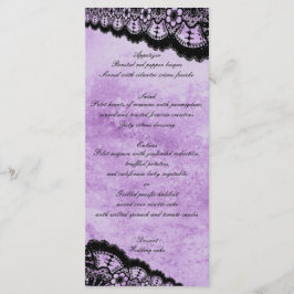 Gothic Lila Grunge Black Lace Wedding Menu Menükarte