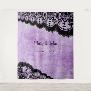 Gothic Lila Grunge Schwarzer Spitze Foto Hintergru Wandteppich